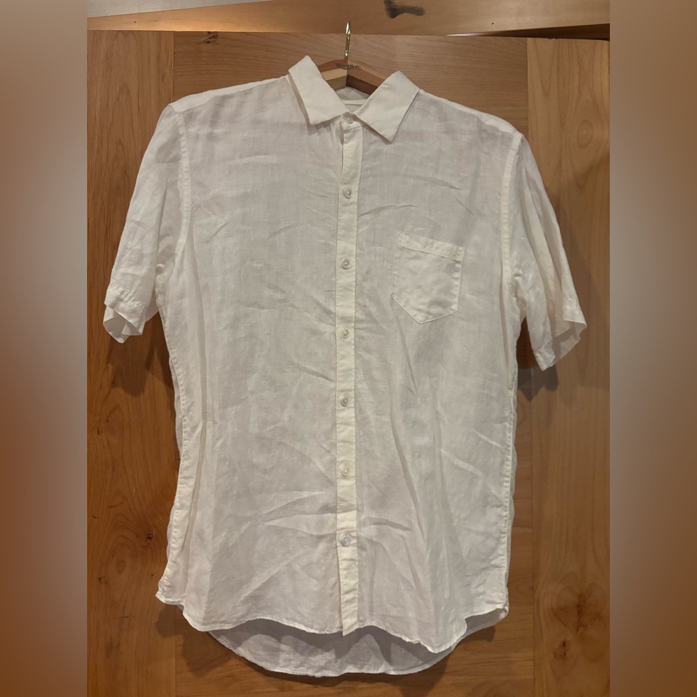 Zachary Prell White Short-Sleeve Linen Button-Down Shirt